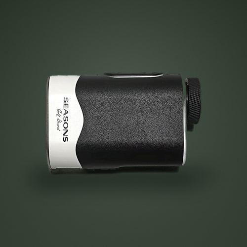 SEASONS rangefinder side profile with the SEASONS logo on the white housing
